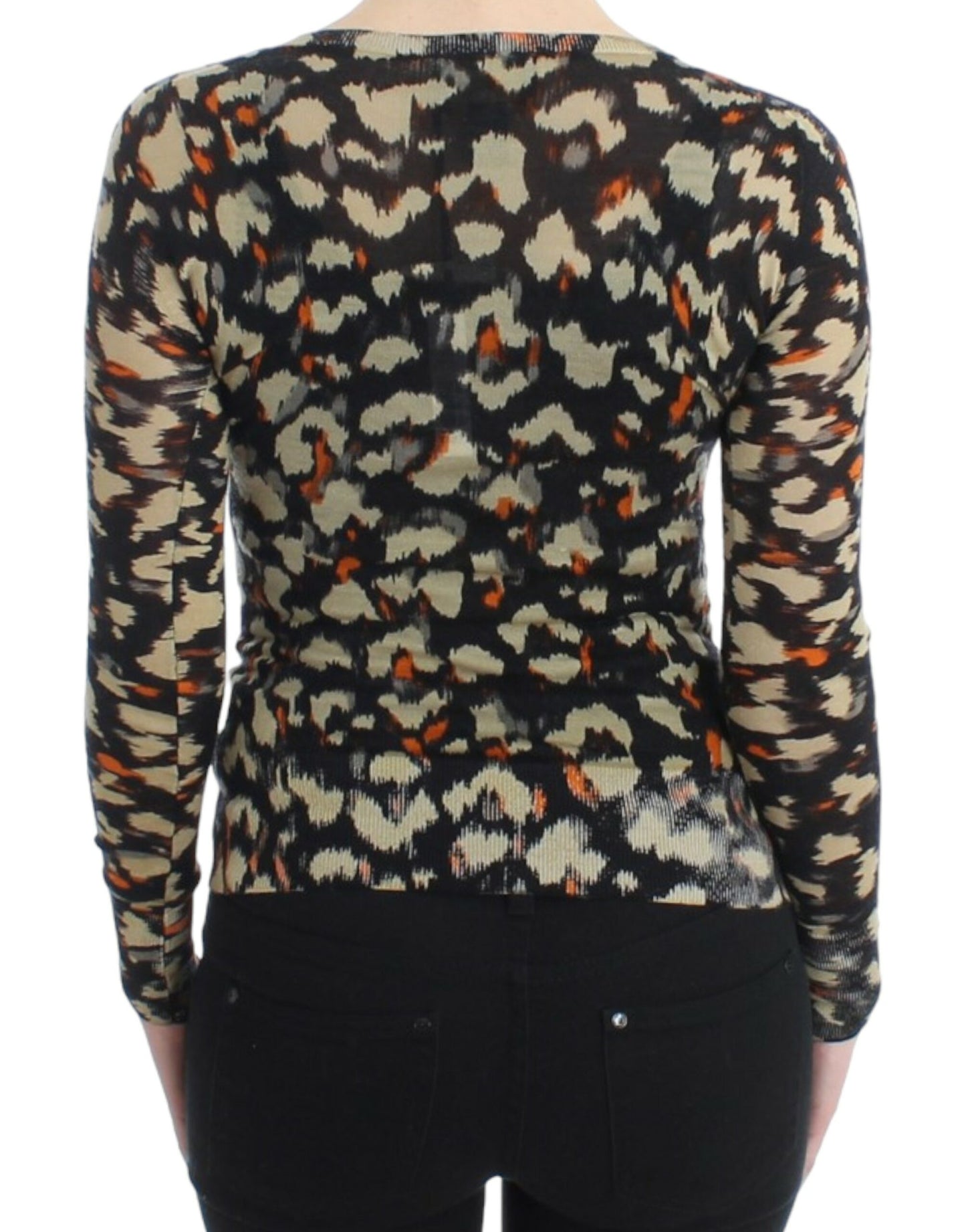 Cavalli Eleganter Multicolor Pullover mit V-Ausschnitt aus Wolle