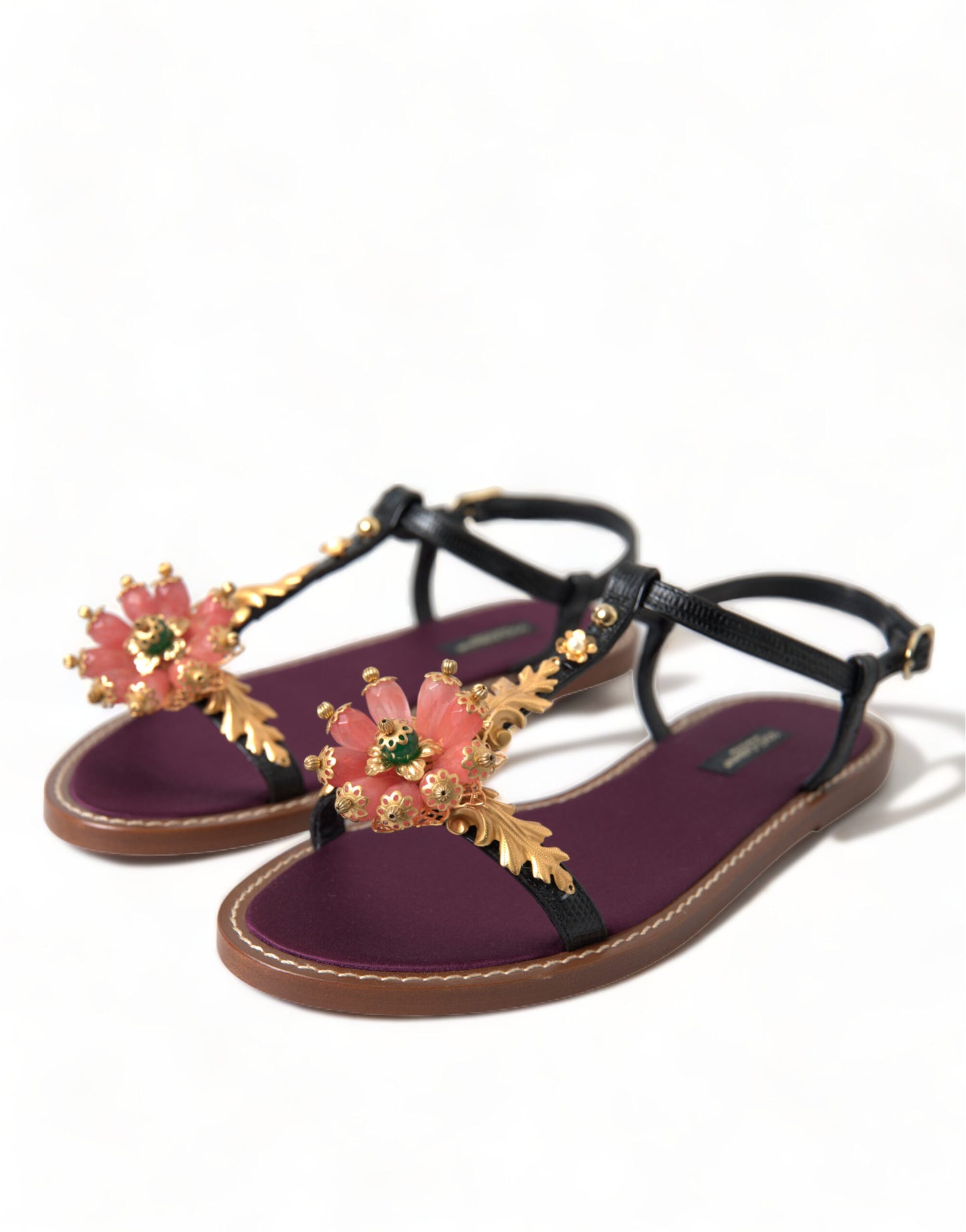 Dolce &amp; Gabbana Elegant flat sandals with crystal embellishment