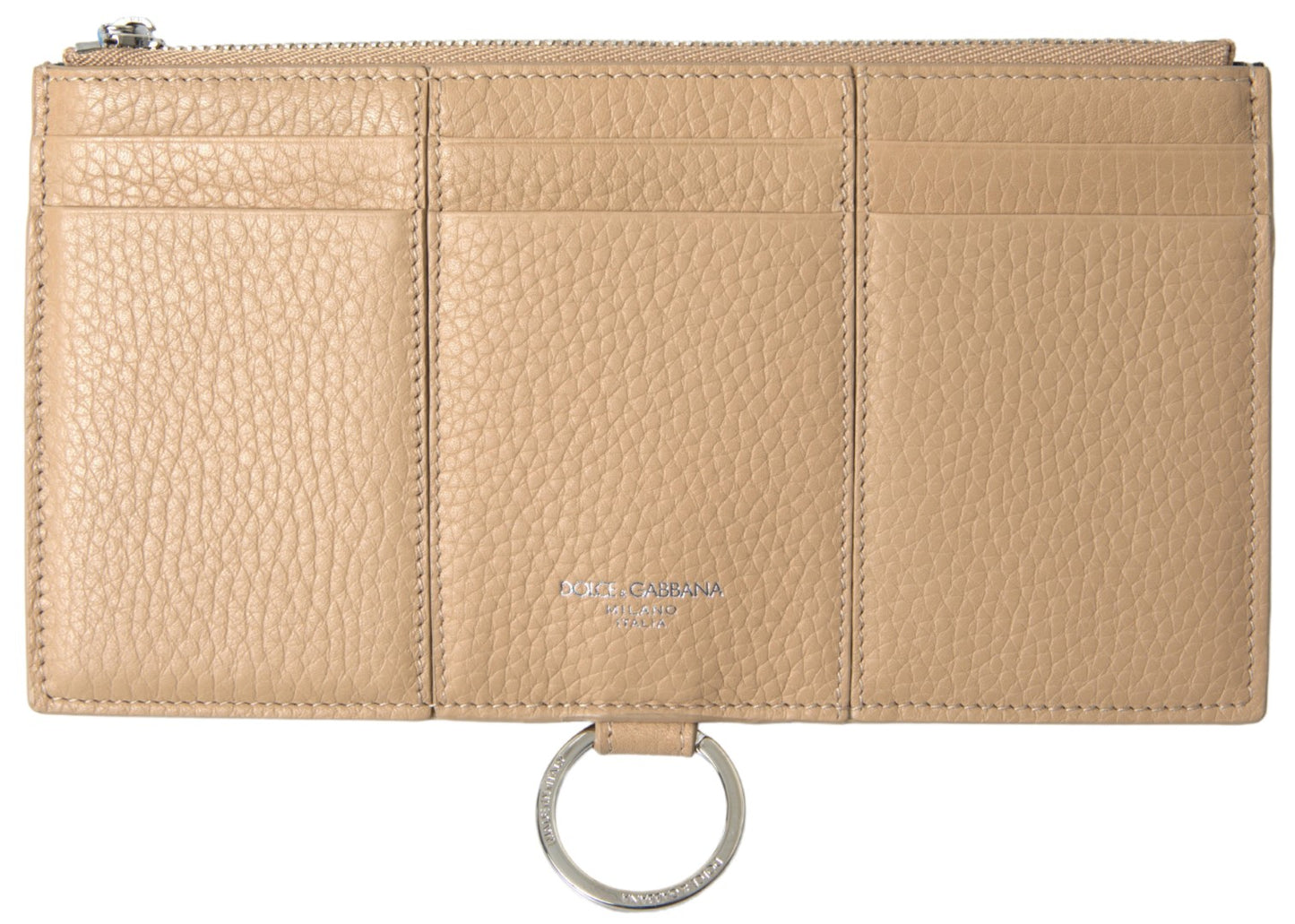 Dolce &amp; Gabbana Elegant beige leather wallet with removable strap