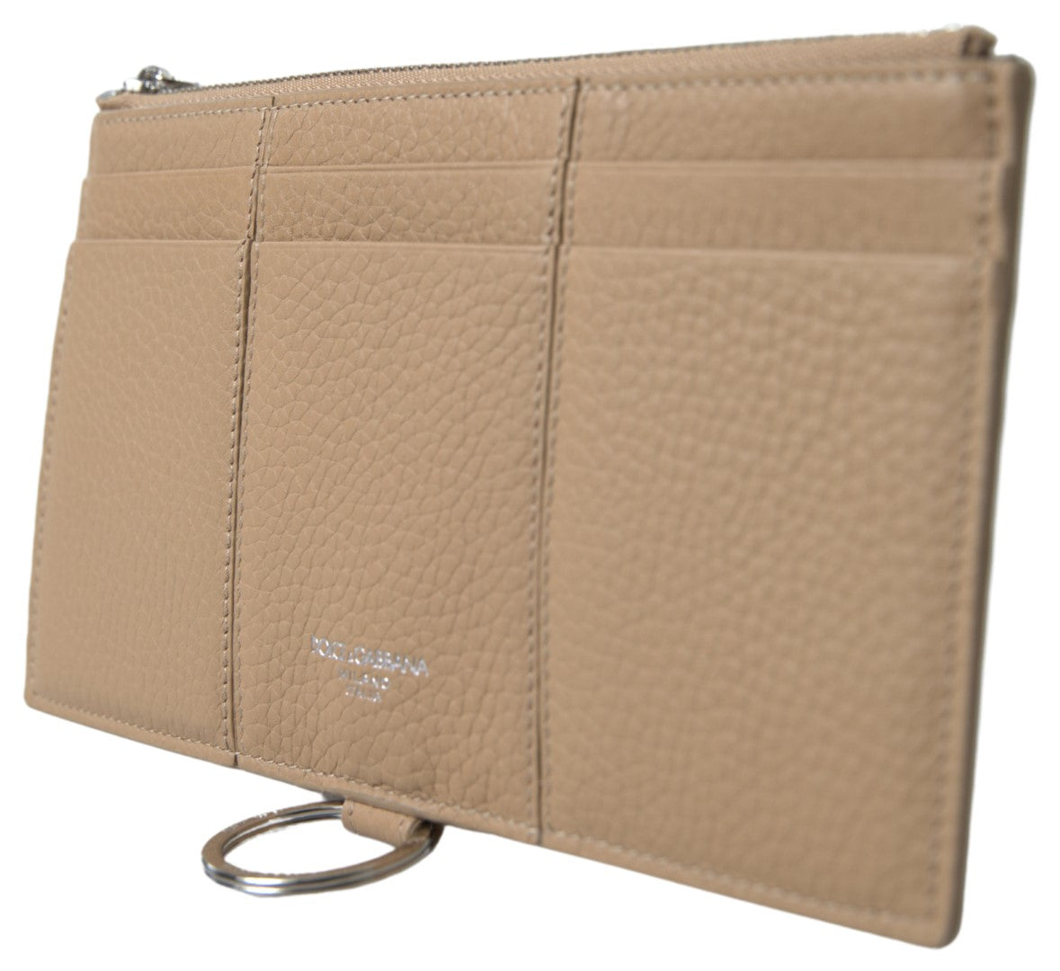 Dolce &amp; Gabbana Elegant beige leather wallet with removable strap