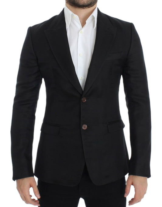 Dolce & Gabbana Eleganter schwarzer Zweiknopf-Blazer aus Seidenmischung