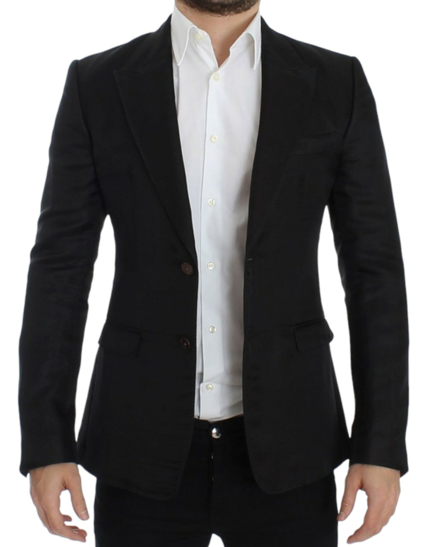 Dolce &amp; Gabbana Elegant black two-button silk blend blazer