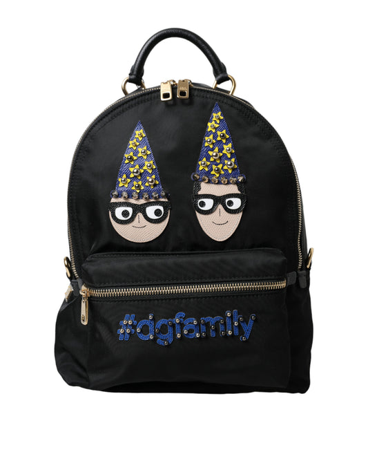 Dolce &amp; Gabbana Elegant Black and Gold Detail Backpack