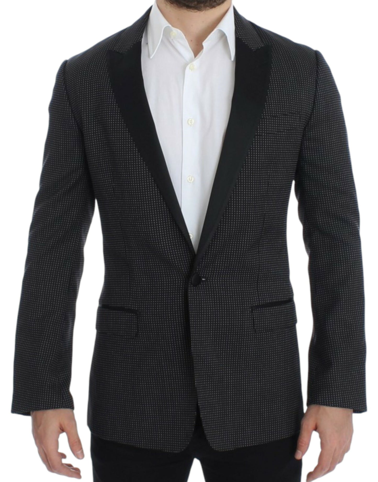 Dolce &amp; Gabbana Elegant black polka dot blazer in slim fit