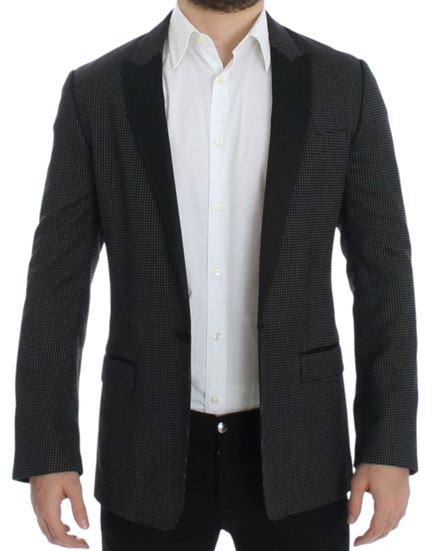 Dolce &amp; Gabbana Elegant black polka dot blazer in slim fit