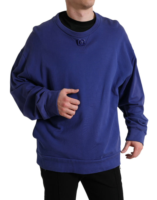 Dolce &amp; Gabbana royal blue cotton crew neck sweater