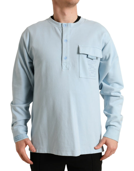 Dolce &amp; Gabbana Elegant light blue round neck sweater made of a cotton blend