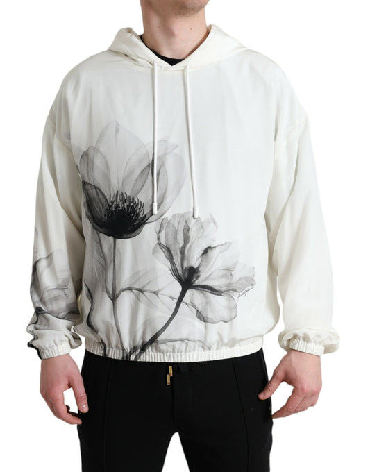 Dolce &amp; Gabbana Elegant floral silk sweater with hood