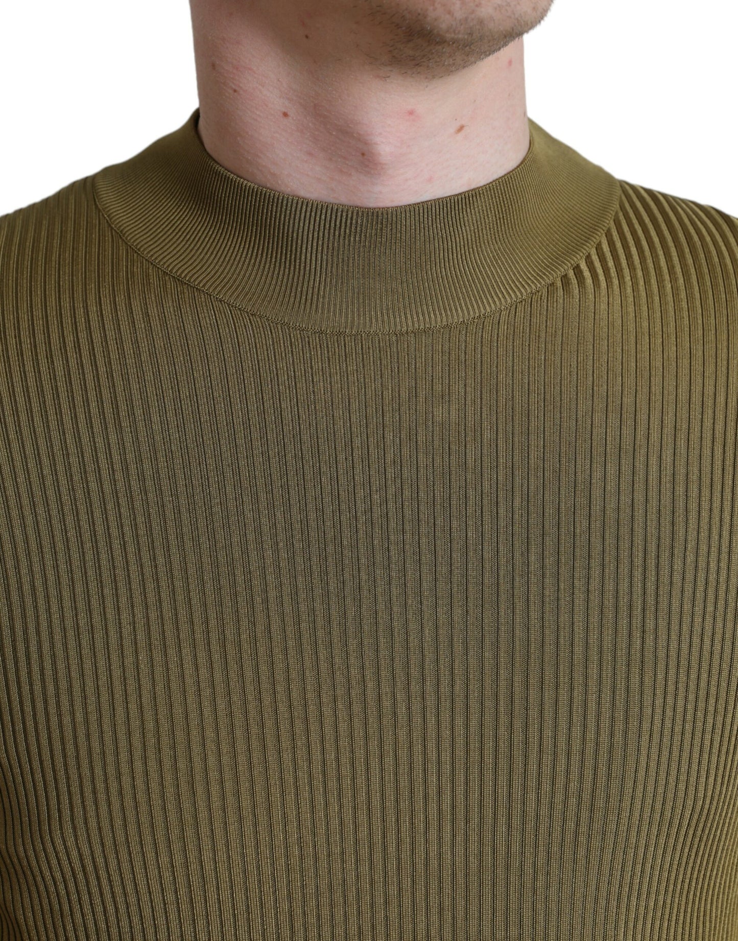 Dolce &amp; Gabbana Army Green Viscose Crew Neck -neulepusero