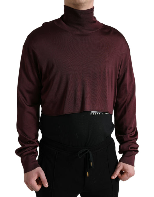 Dolce &amp; Gabbana Maroon Viscose Turtleneck Sweater