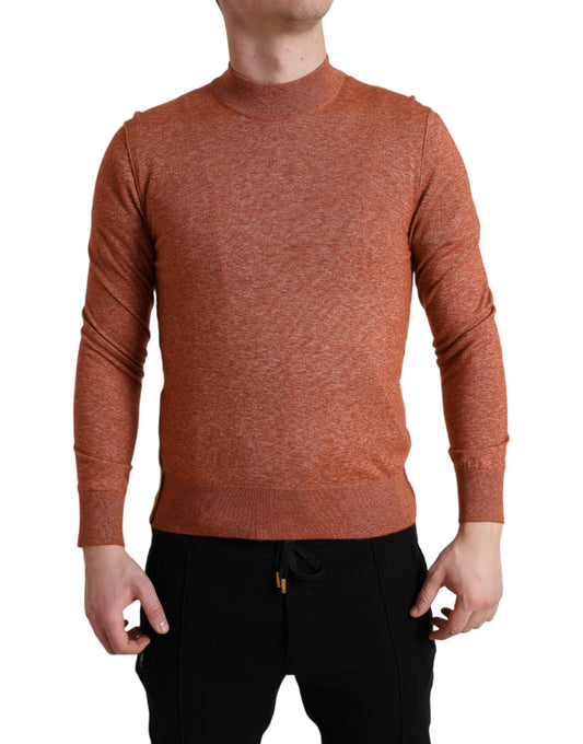 Dolce &amp; Gabbana orange silk and cashmere round-neck sweater