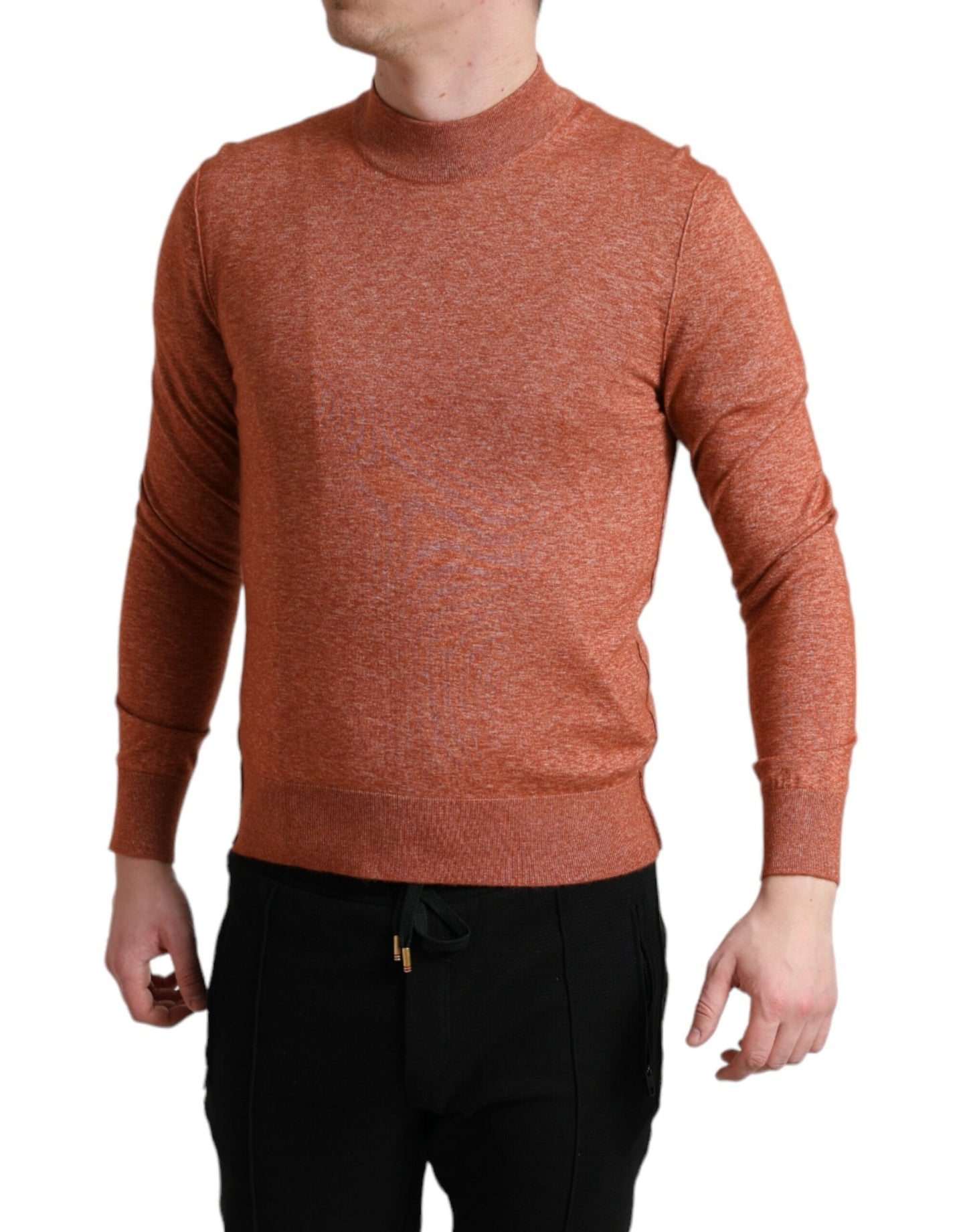 Dolce & Gabbana Pullover mit Rundhalsausschnitt aus Seide und Kaschmir in Orange