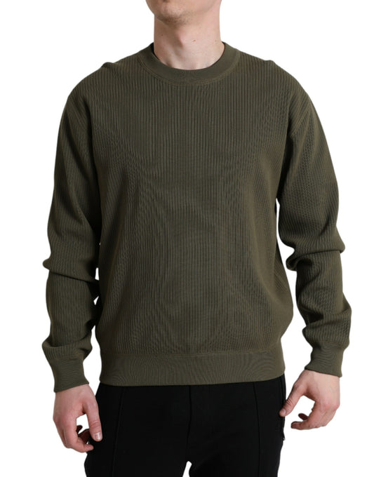 Dolce &amp; Gabbana Elegant green cotton round neck sweater