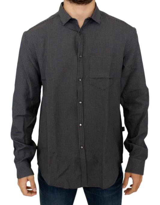 Costume National Chic grey checked linen blend shirt