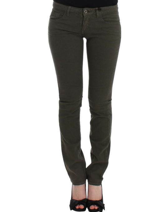 Costume National Chic green designer jeans with slim leg