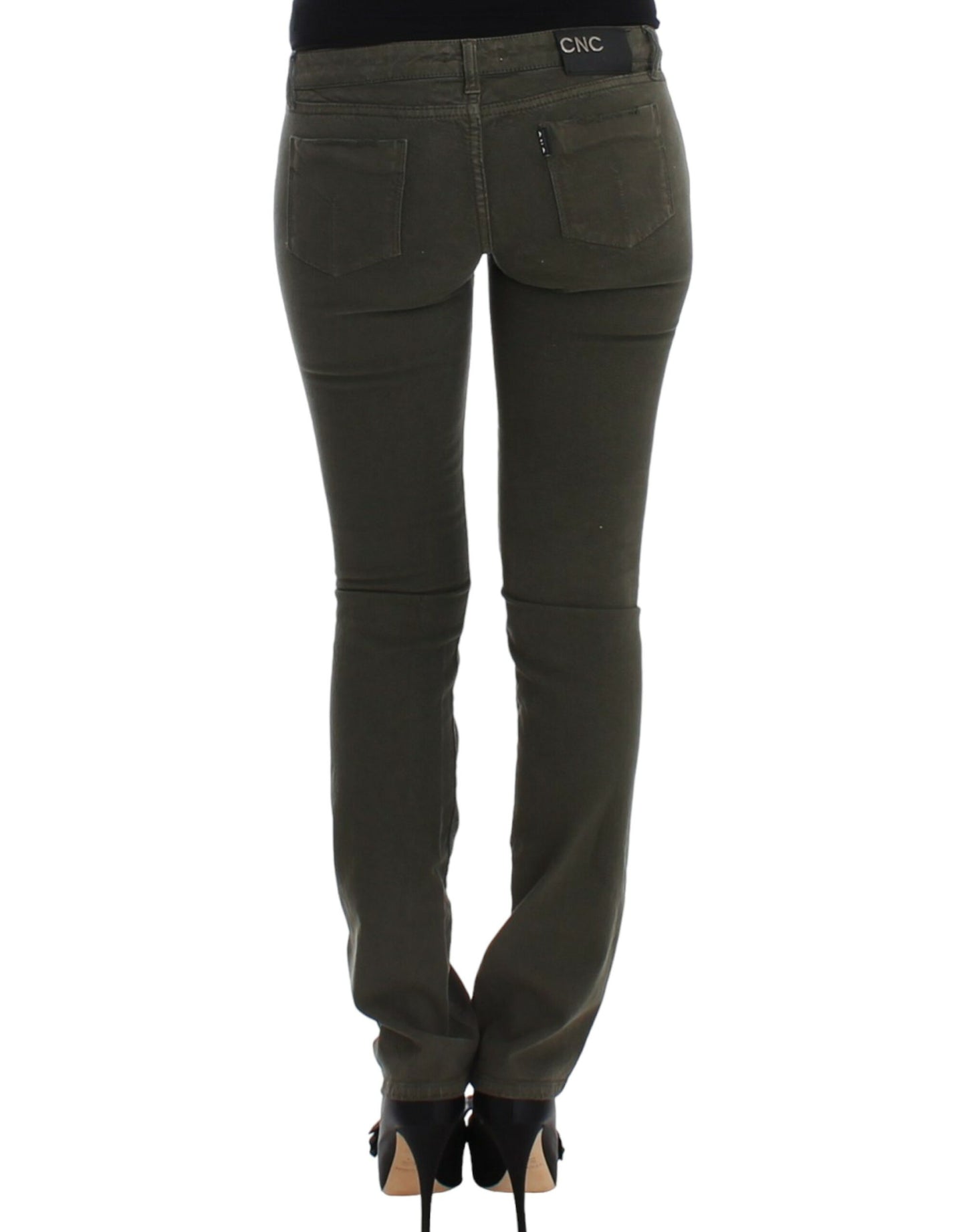 Costume National Chic green designer jeans with slim leg