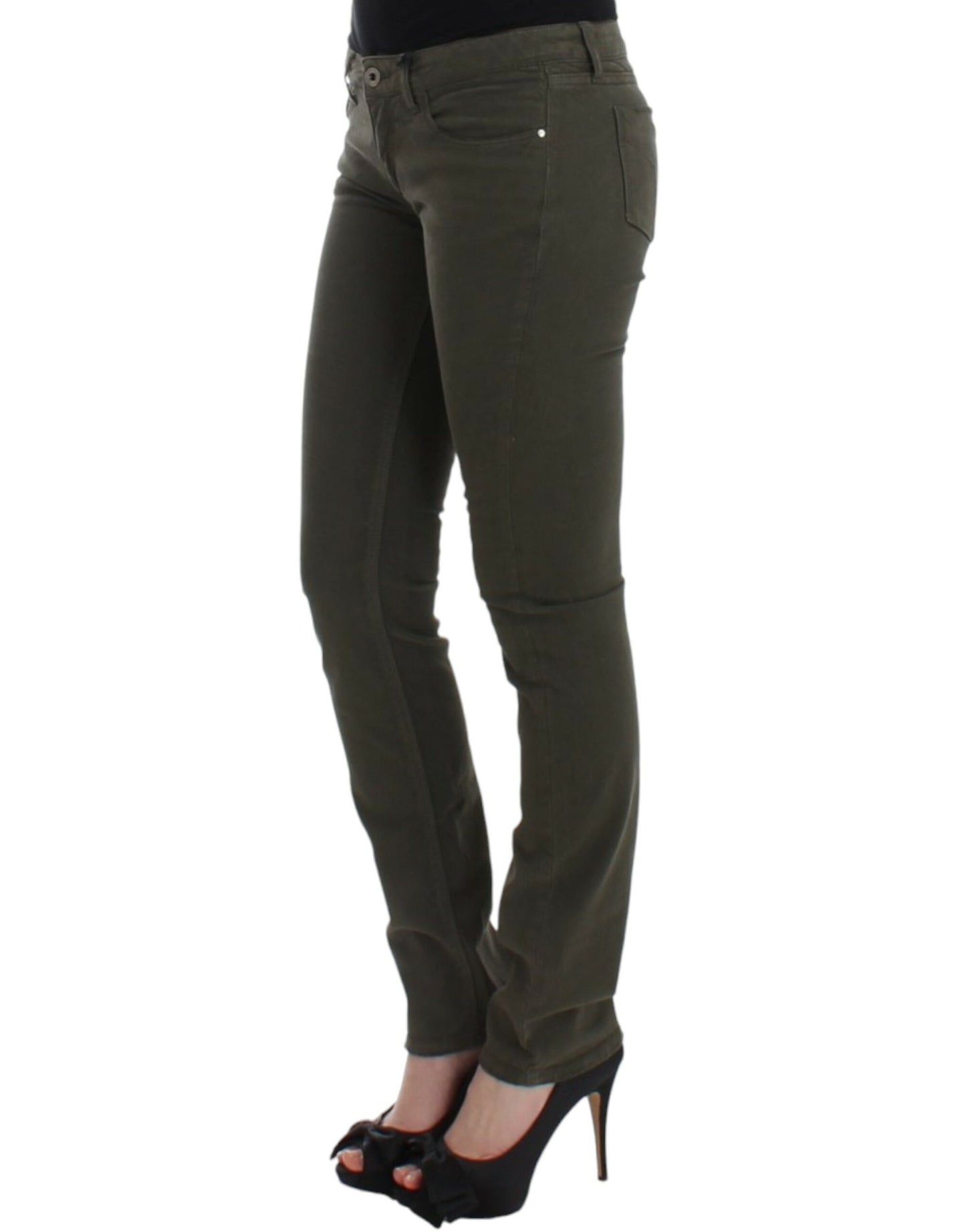 Costume National Chic green designer jeans with slim leg