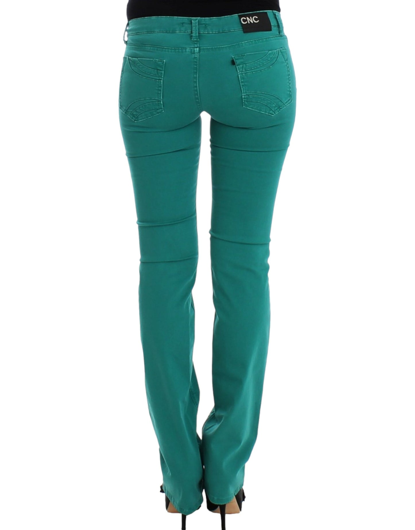 Costume National Chic green straight leg jeans for sophisticated style