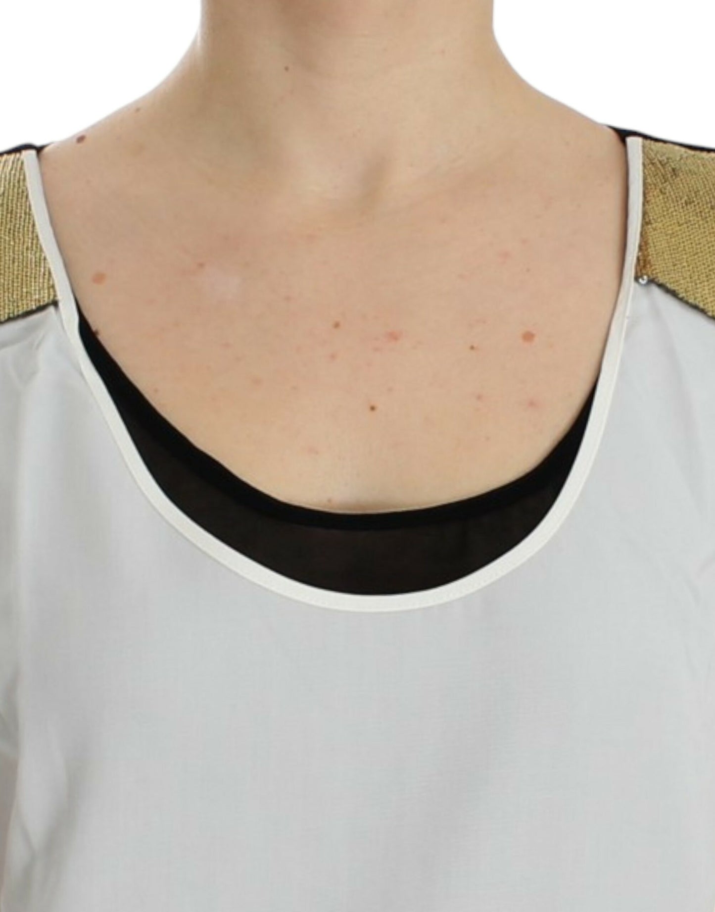 Costume National Elegant solid-colored sleeveless top with gold accents