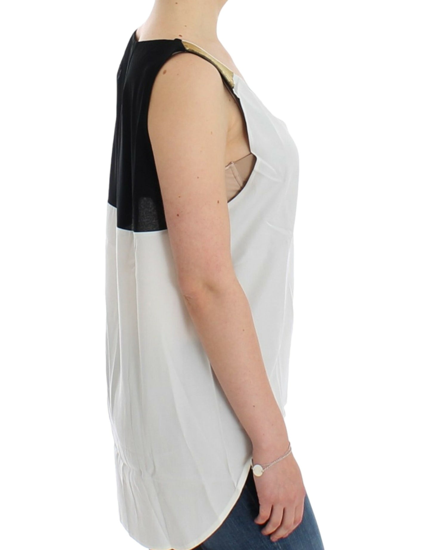 Costume National Elegant solid-colored sleeveless top with gold accents