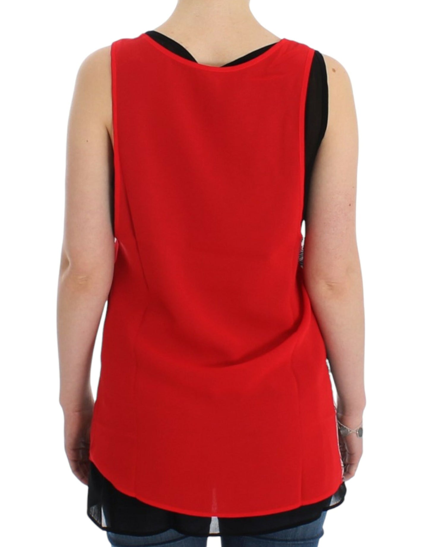 Costume National Elegant sleeveless top in black and red