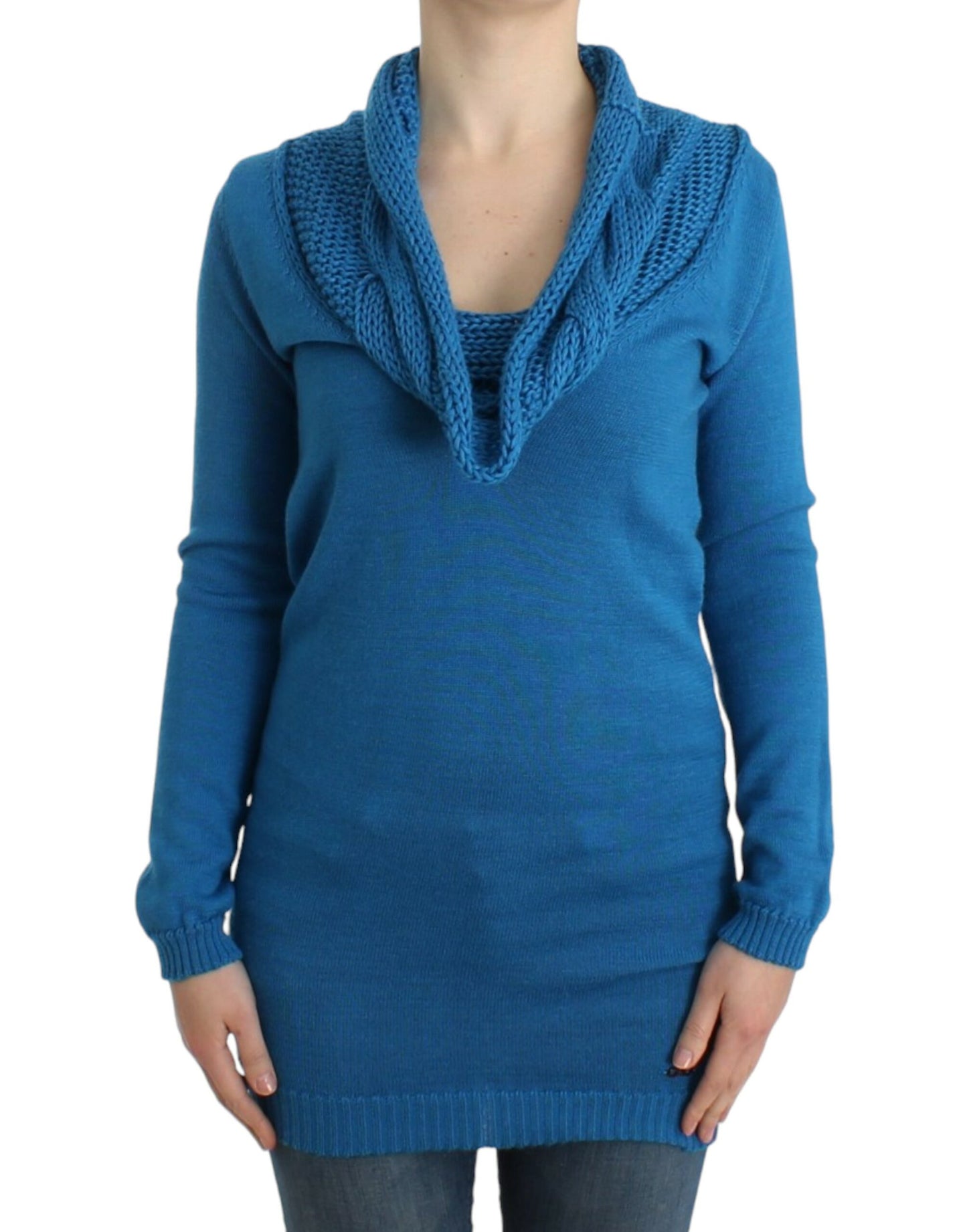 Costume National Chic blue knitted sweater with round neck