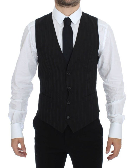 Dolce &amp; Gabbana Elegant Striped Wool Dress Vest