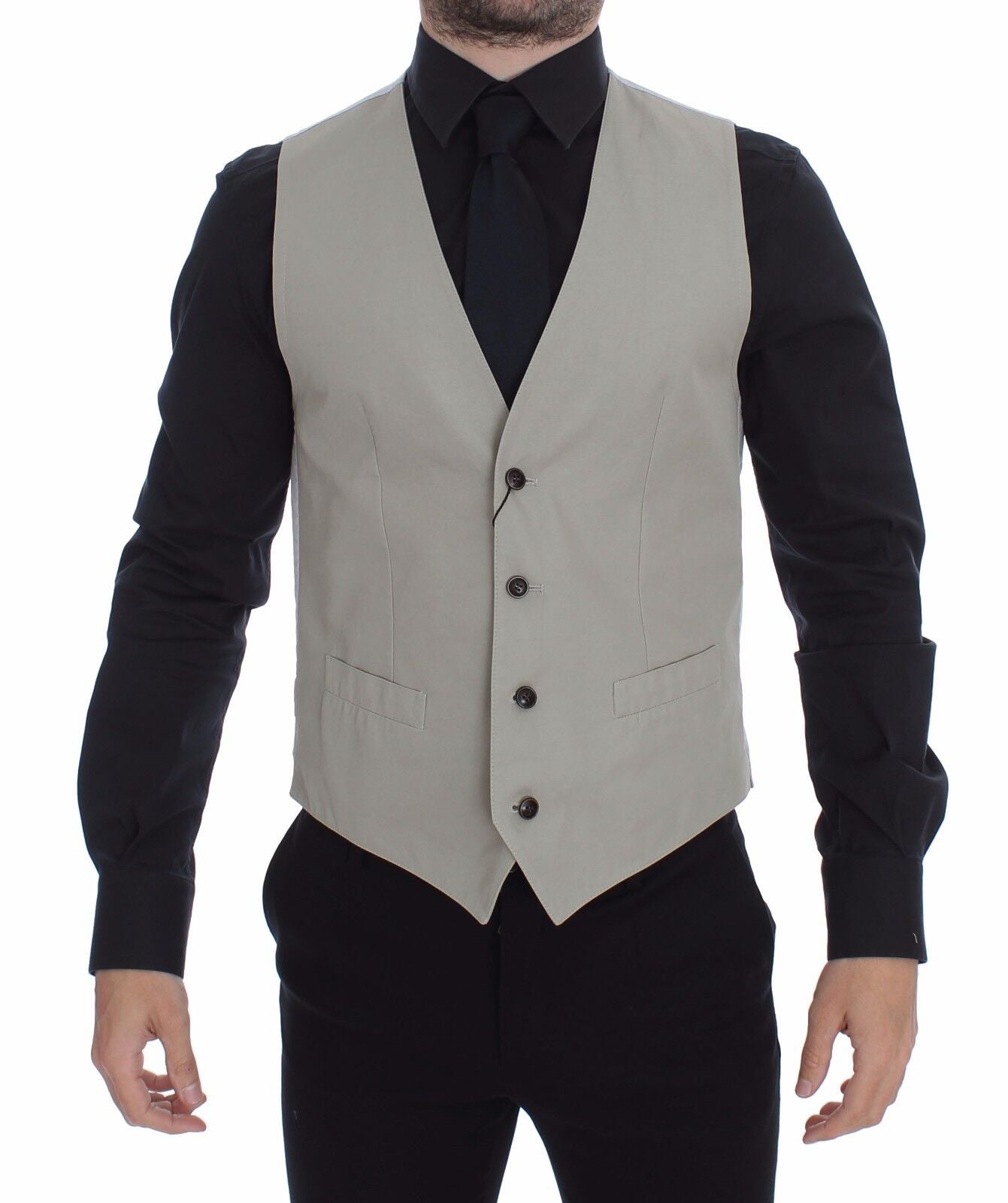 Dolce &amp; Gabbana Chic beige single-breasted dress vest