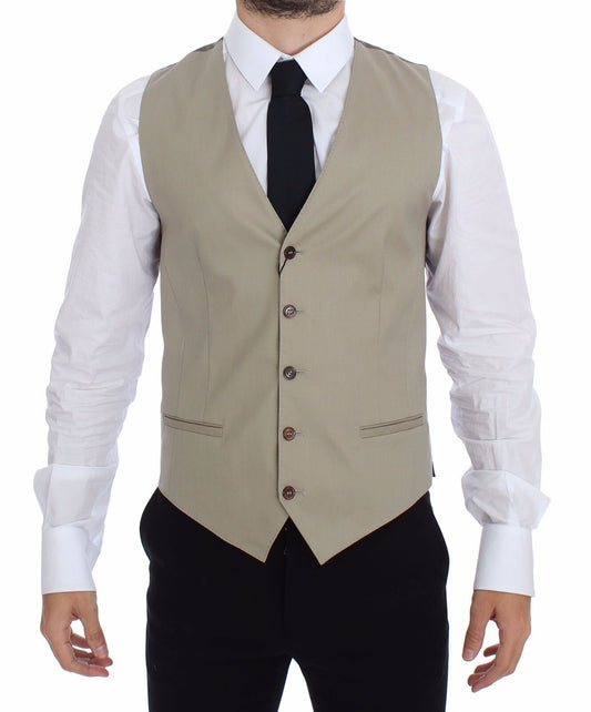 Dolce &amp; Gabbana Elegant Beige Cotton Dress Vest