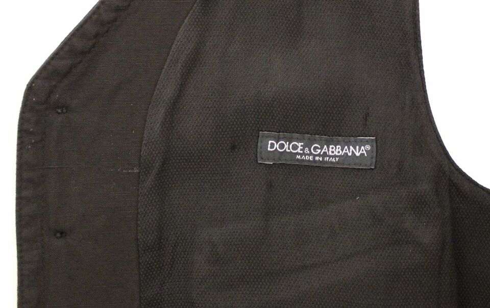 Dolce & Gabbana Elegantes Schwarzes Baumwollmischung Kleid Weste