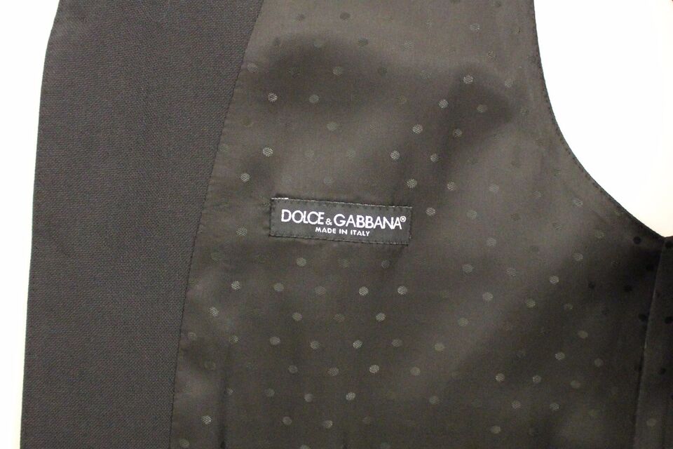 Dolce &amp; Gabbana Elegant Black Wool Silk Dress Vest