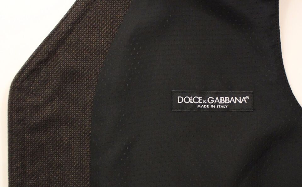 Dolce & Gabbana Elegantes braunes Kleid aus Baumwollmischung Weste