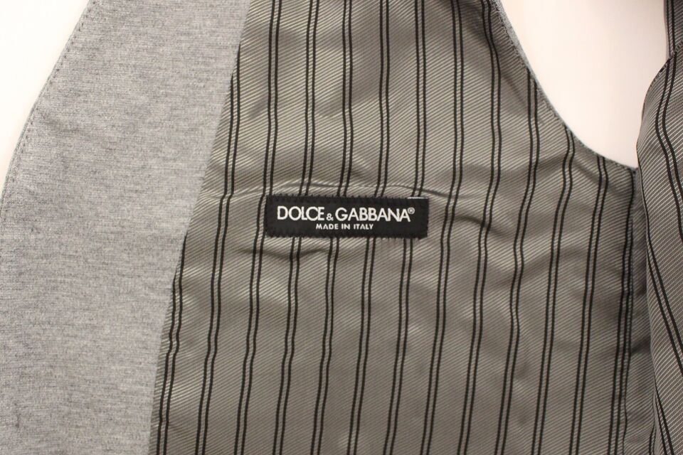 Dolce &amp; Gabbana Elegant Gray Cotton Stretch Dress Vest