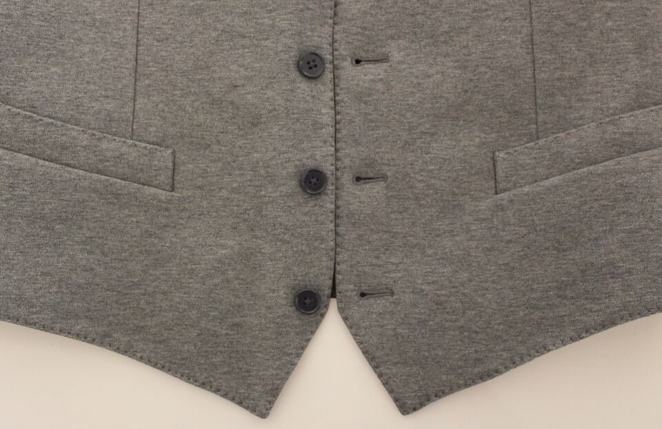 Dolce &amp; Gabbana Elegant Gray Cotton Stretch Dress Vest