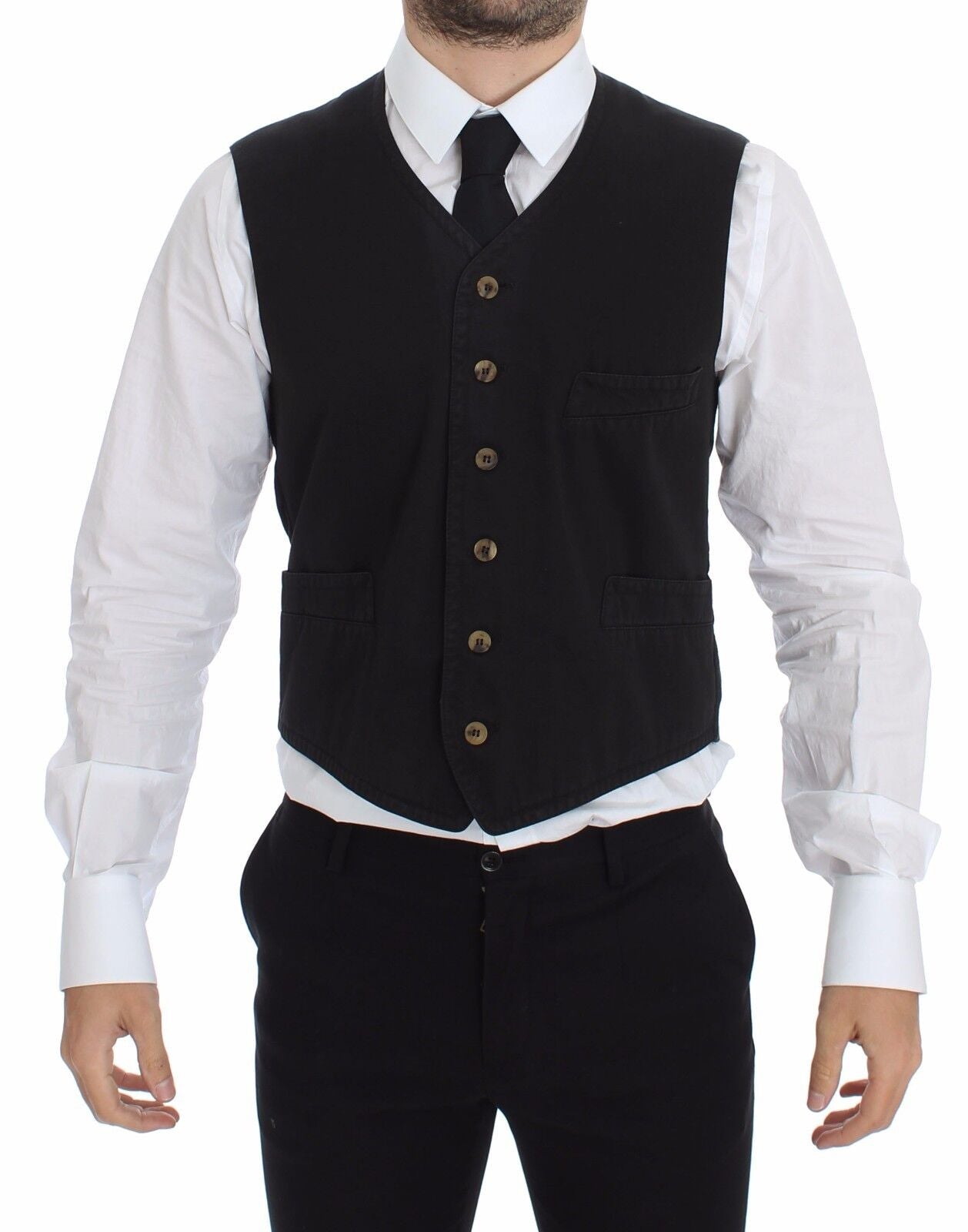 Dolce &amp; Gabbana Elegant Black Dress Vest