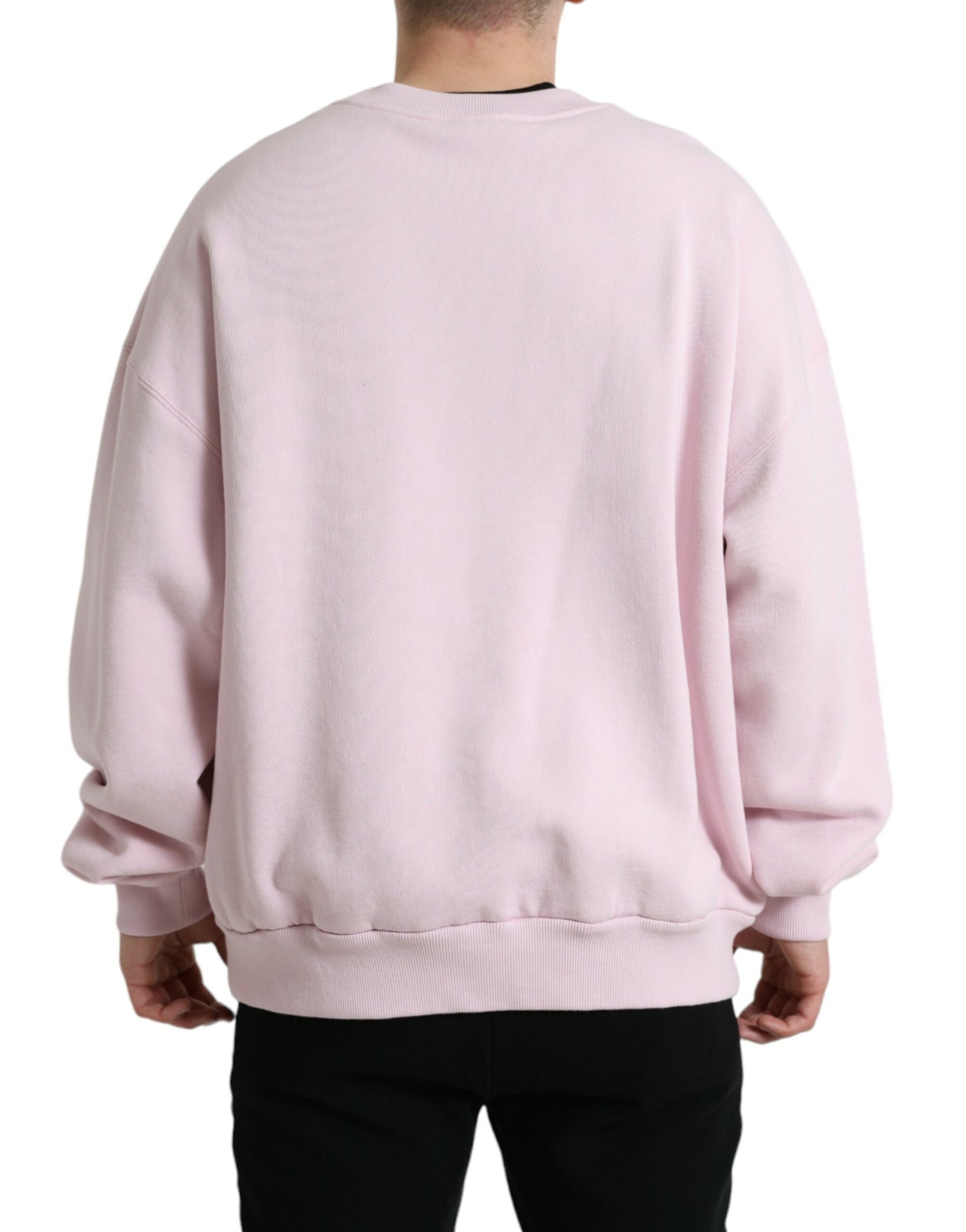 Dolce & Gabbana Eleganter rosa Logo-Pullover mit Rundhalsausschnitt