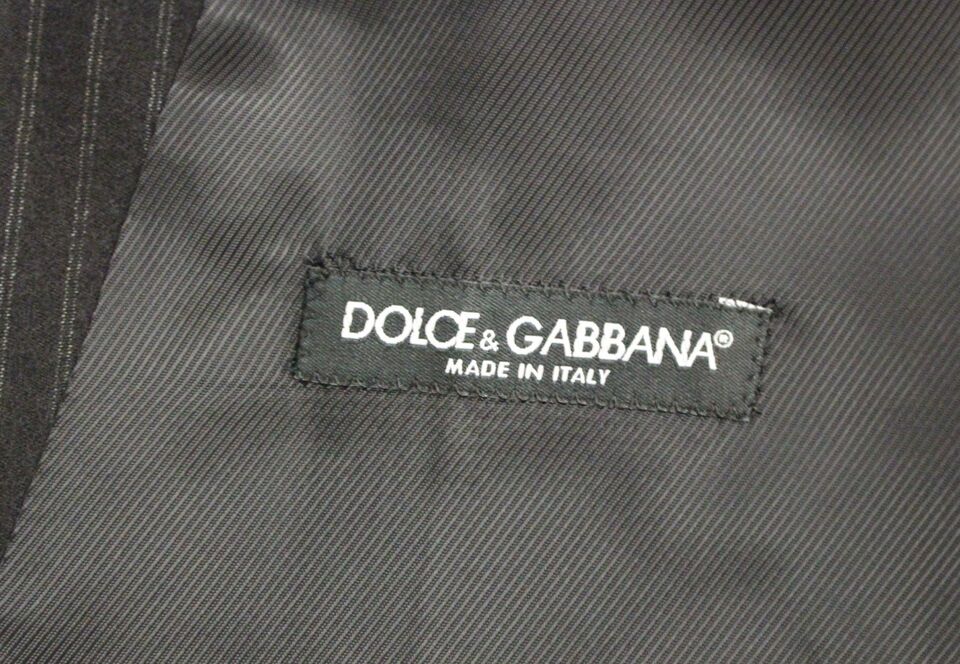 Dolce &amp; Gabbana tyylikäs musta raidallinen villamekkoliivi