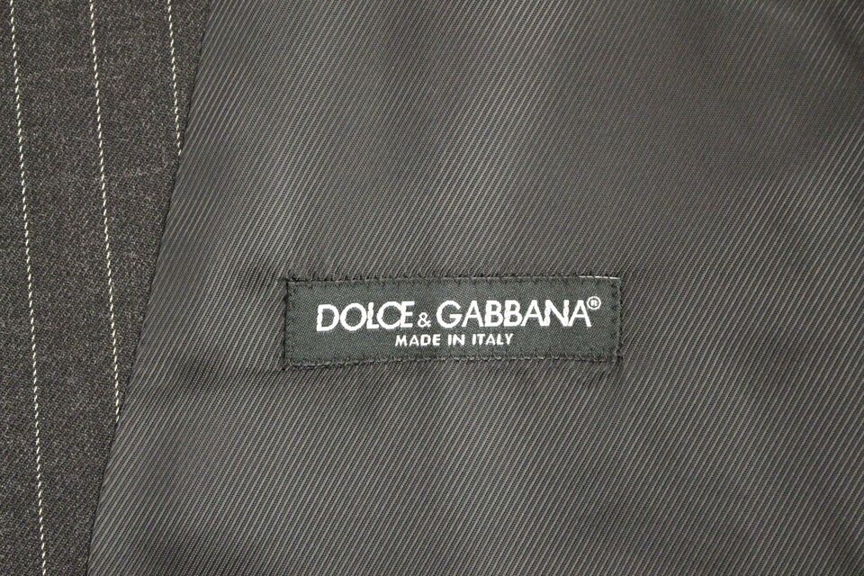 Dolce &amp; Gabbana tyylikäs harmaa raidallinen mekkoliivi