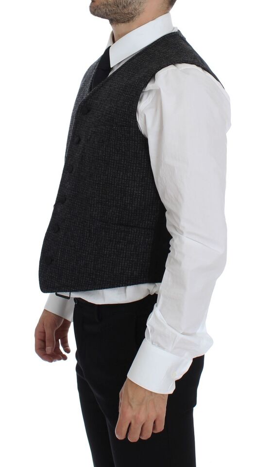 Dolce &amp; Gabbana Elegant Gray Wool Blend Dress Vest