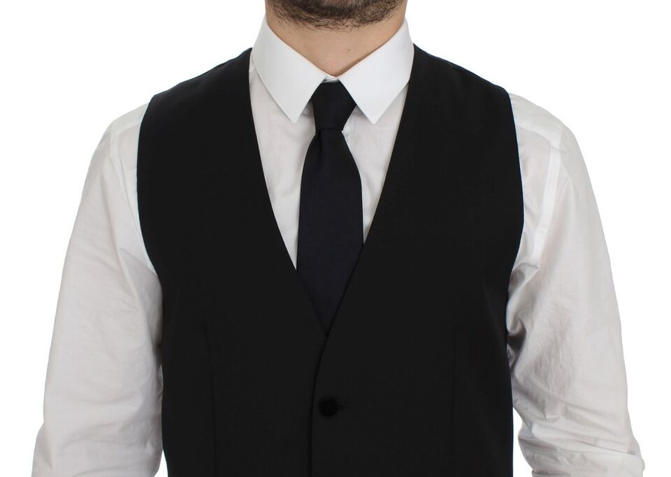 Dolce &amp; Gabbana Elegant black wool vest for formal occasions