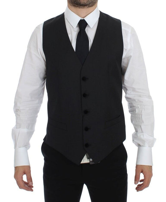 Dolce &amp; Gabbana Elegant Gray Wool Dress Vest