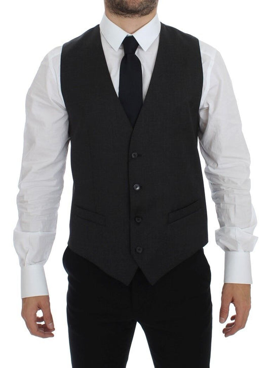 Dolce &amp; Gabbana Elegant grey wool vest for formal occasions