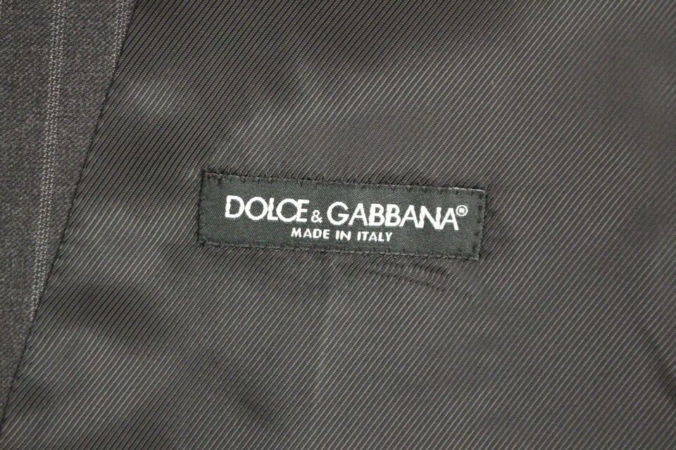 Dolce &amp; Gabbana Elegant Gray Striped Wool Dress Vest