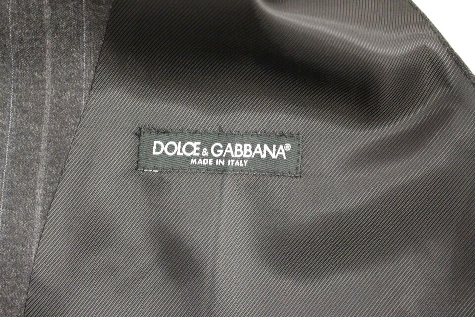 Dolce & Gabbana Elegantes graues gestreiftes Kleid Weste