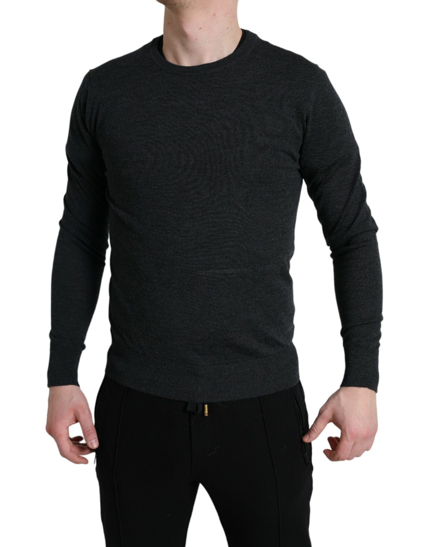 Dolce & Gabbana Eleganter Pullover aus grauer Wolle