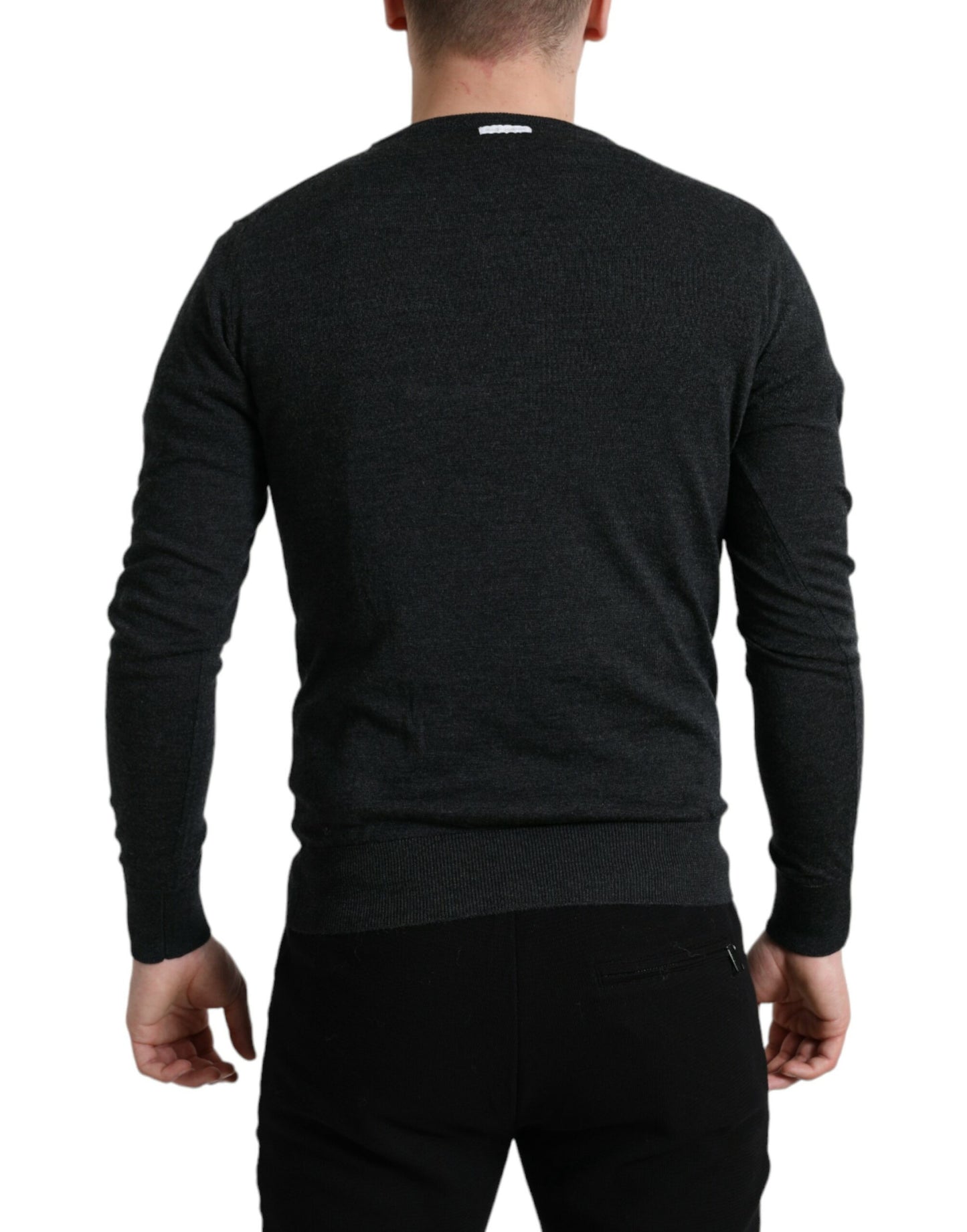 Dolce & Gabbana Eleganter Pullover aus grauer Wolle