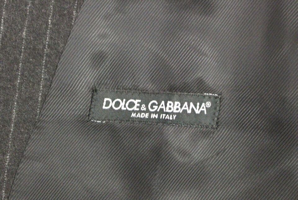 Dolce & Gabbana Elegantes Graues gestreiftes Wollkleid Weste