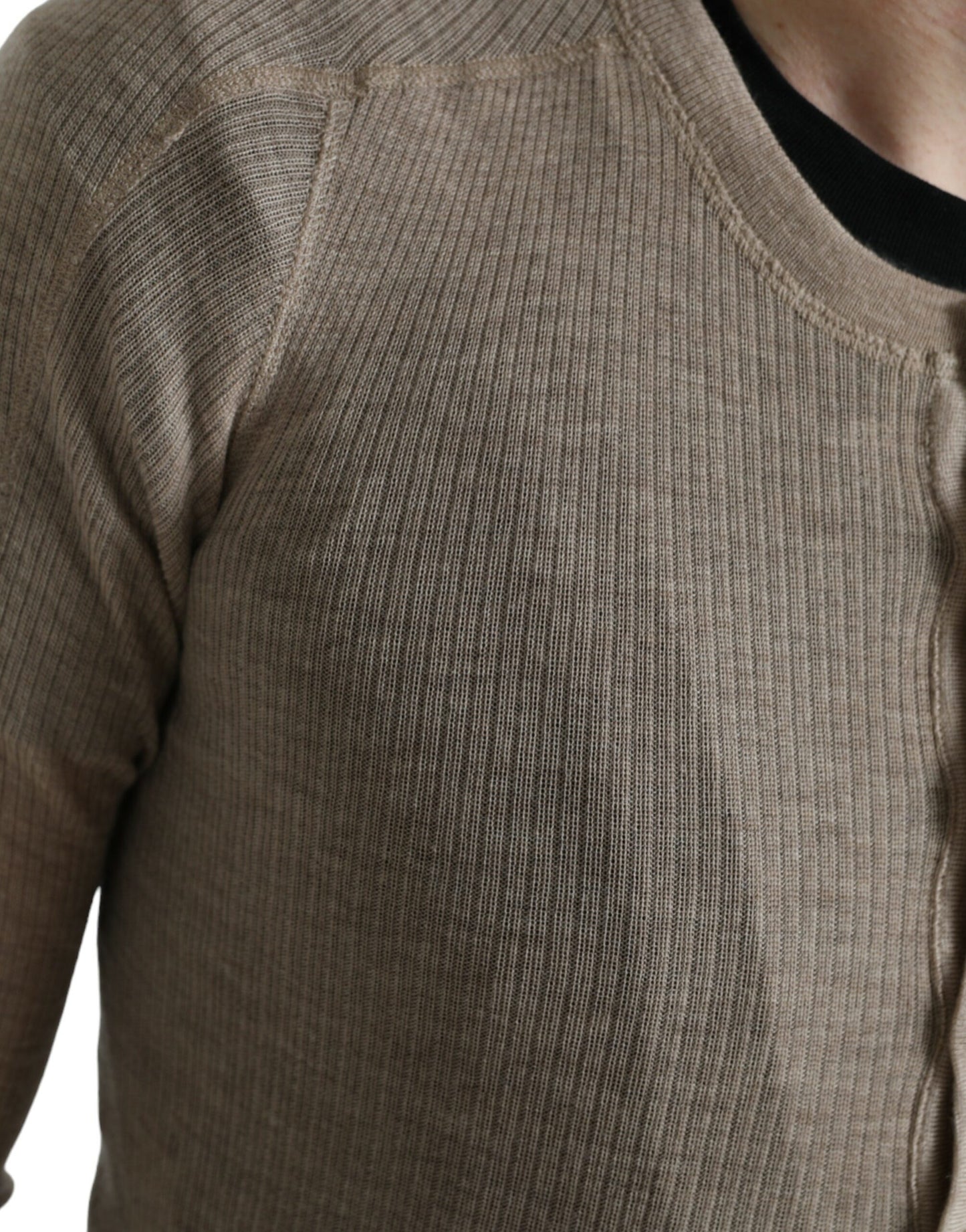 Dolce &amp; Gabbana Elegant Henley Cashmere villapaita beige