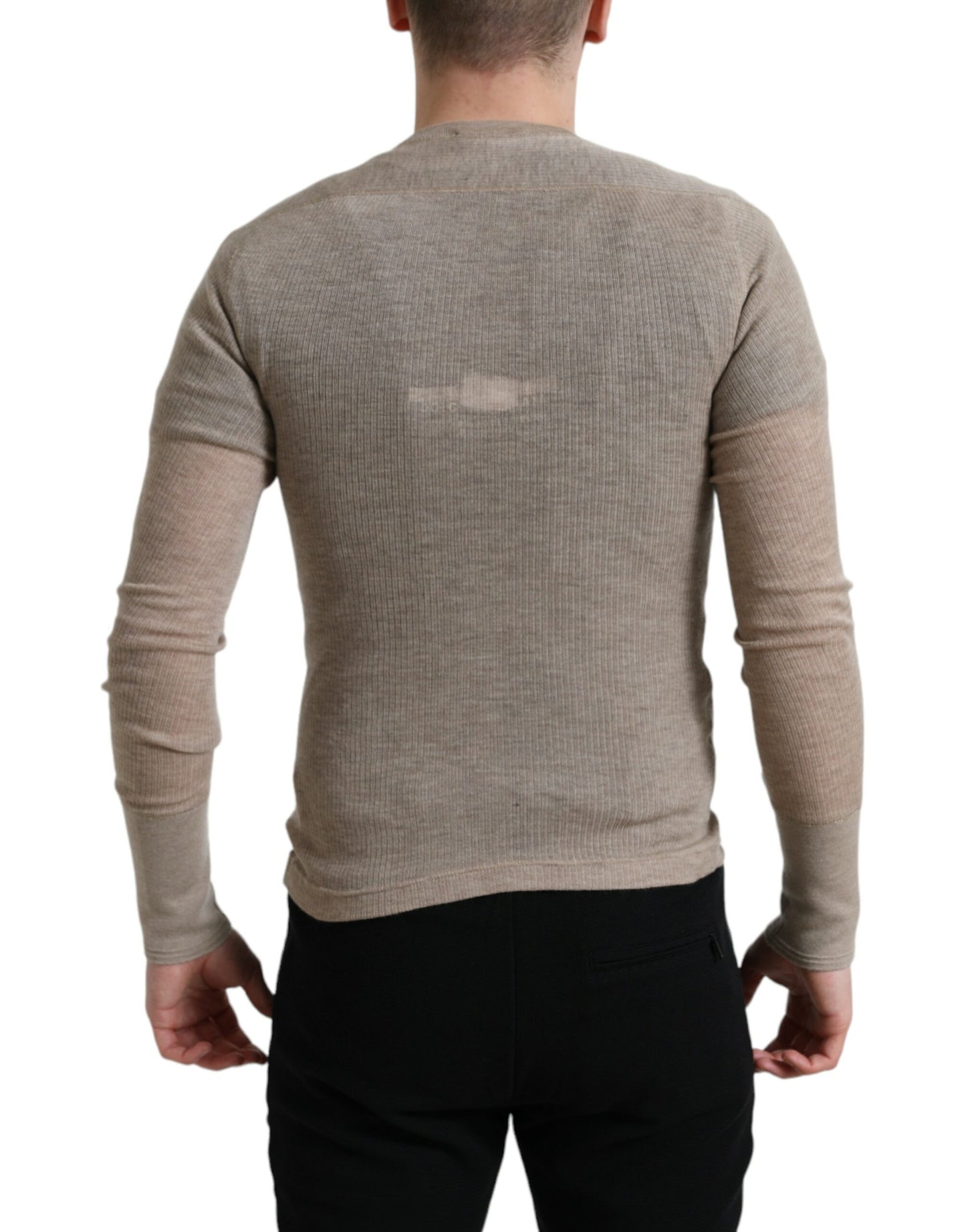 Dolce &amp; Gabbana Elegant Henley Cashmere villapaita beige