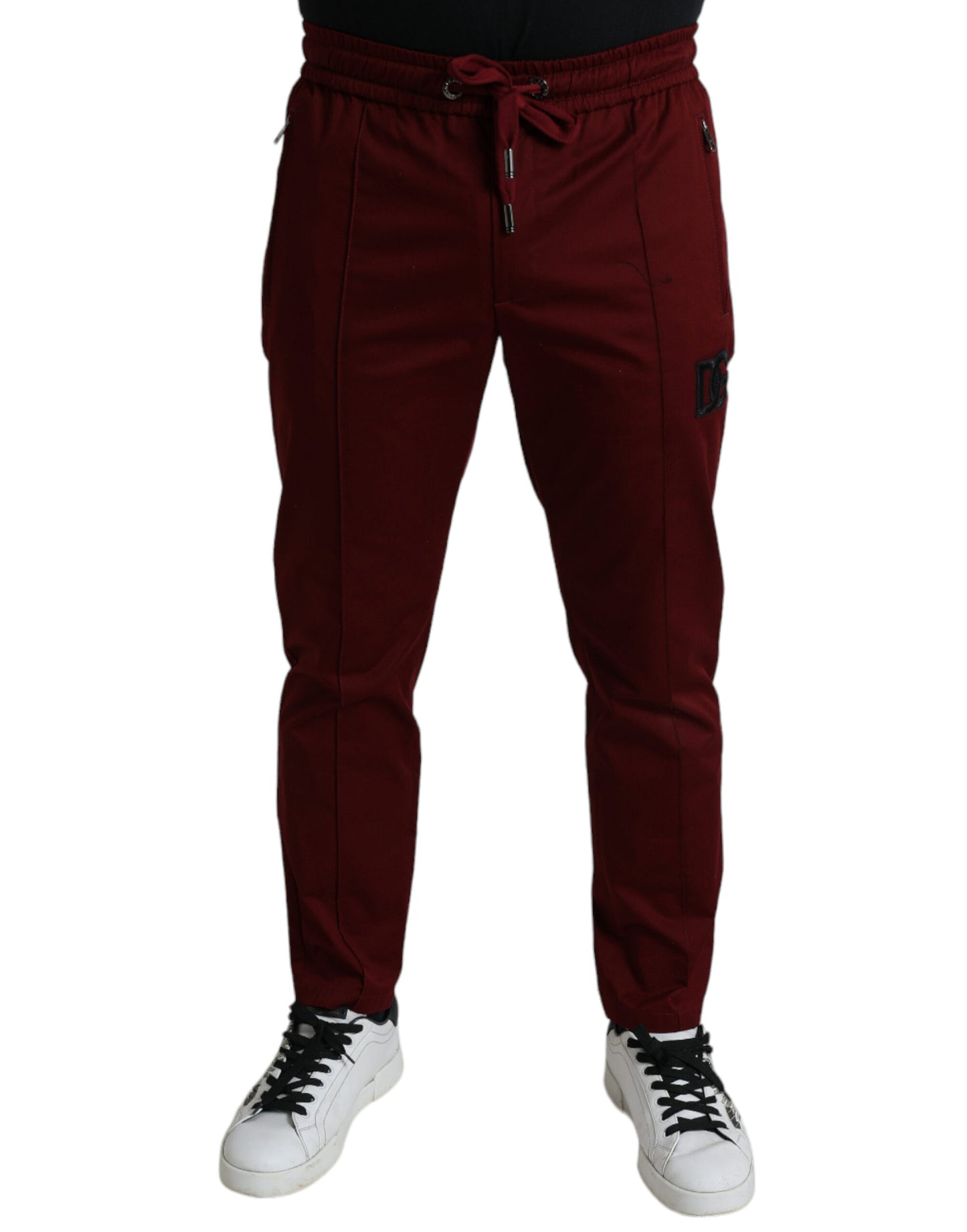 Dolce &amp; Gabbana Maroon Cotton Stretch Jogger Pants